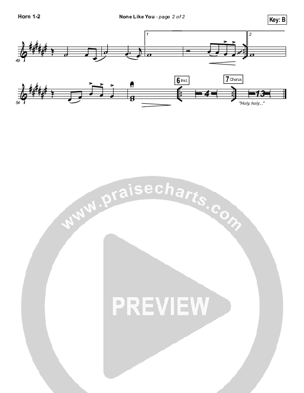None Like You French Horn 1/2 (Vertical Worship)
