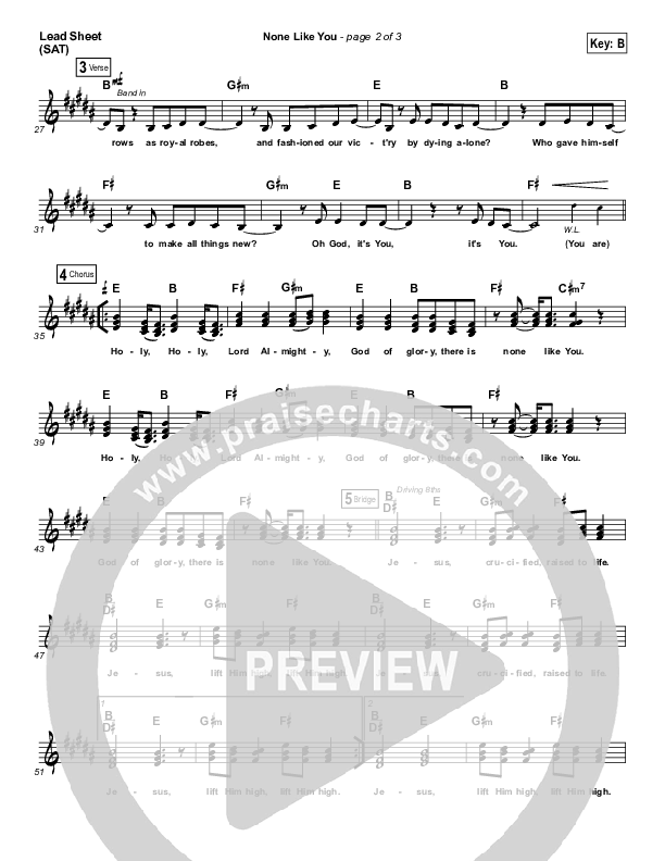 None Like You Lead Sheet (SAT) (Vertical Worship)