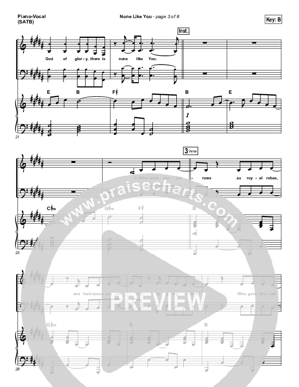 None Like You Piano/Vocal (SATB) (Vertical Worship)