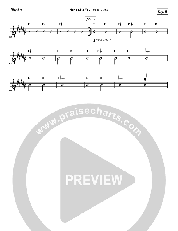 None Like You Rhythm Chart (Vertical Worship)