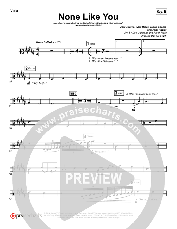 None Like You Viola (Vertical Worship)