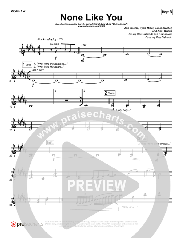 None Like You Violin 1/2 (Vertical Worship)