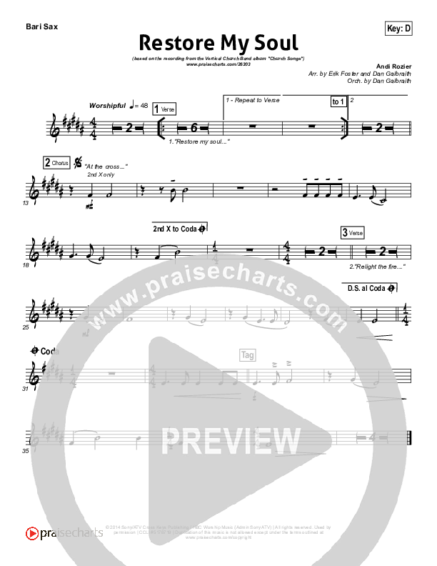 Restore My Soul Bari Sax (Vertical Worship)
