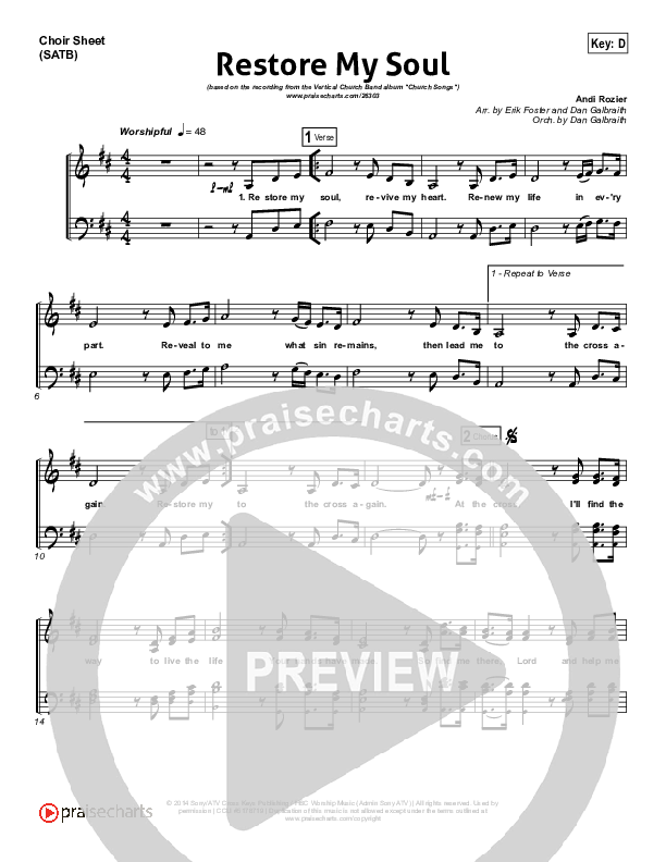 Restore My Soul Choir Sheet (SATB) (Vertical Worship)