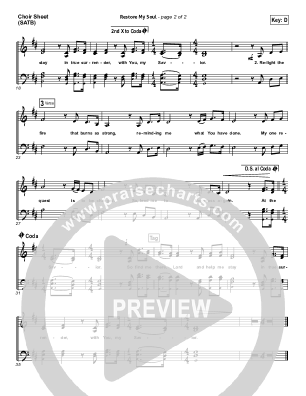 Restore My Soul Choir Sheet (SATB) (Vertical Worship)