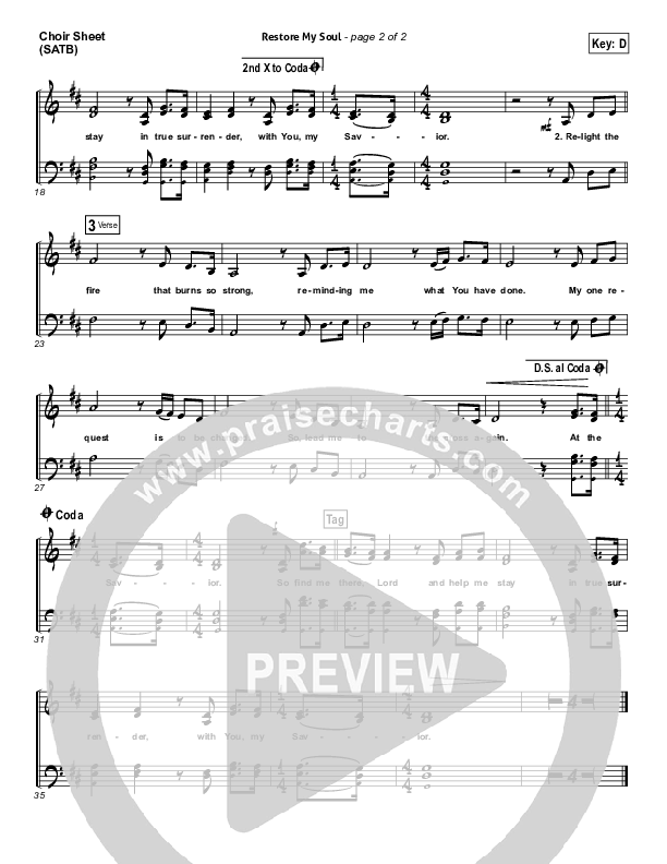 Restore My Soul Choir Sheet (SATB) (Vertical Worship)