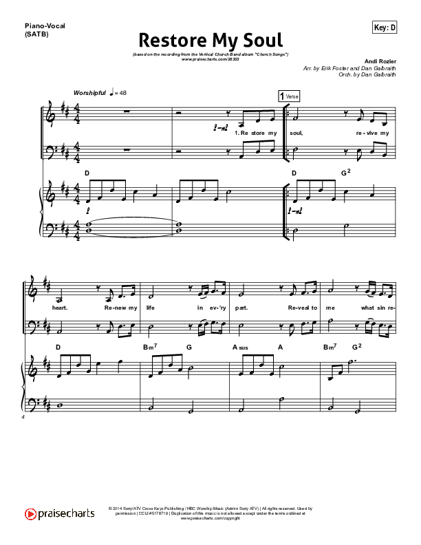 Restore My Soul Piano/Vocal Pack (Vertical Worship)