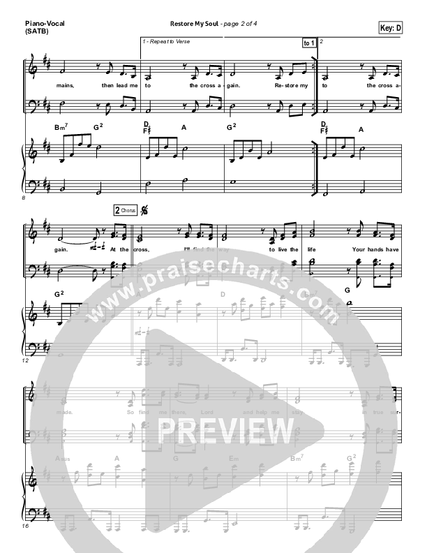 Restore My Soul Piano/Vocal (SATB) (Vertical Worship)