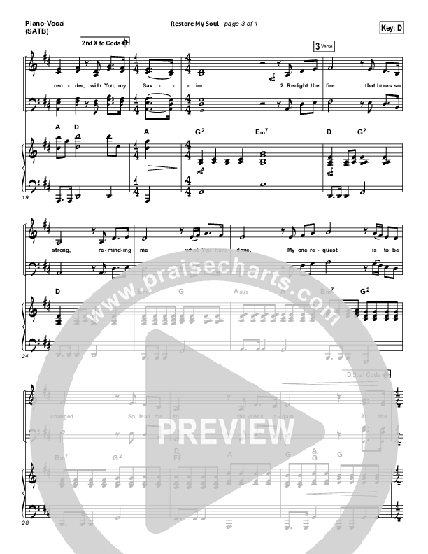 Restore My Soul Piano/Vocal (SATB) (Vertical Worship)