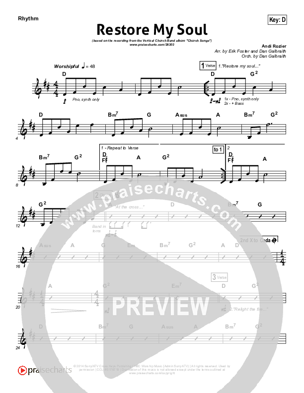 Restore My Soul Rhythm Chart (Vertical Worship)