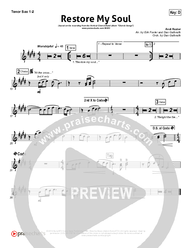 Restore My Soul Tenor Sax 1/2 (Vertical Worship)