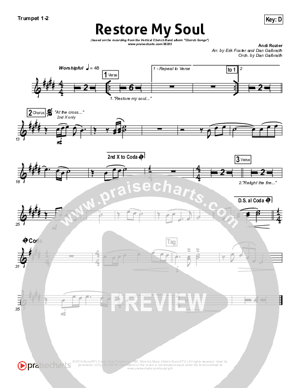 Restore My Soul Trumpet 1,2 (Vertical Worship)