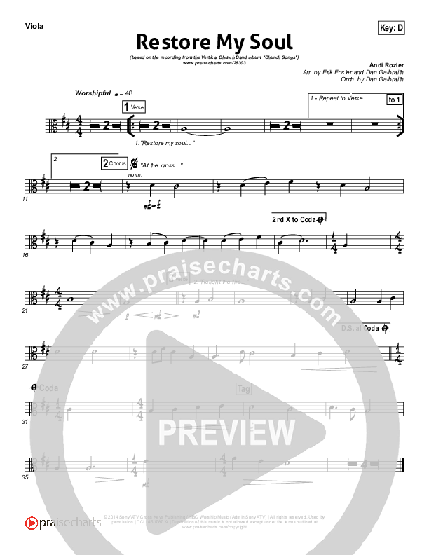 Restore My Soul Viola (Vertical Worship)