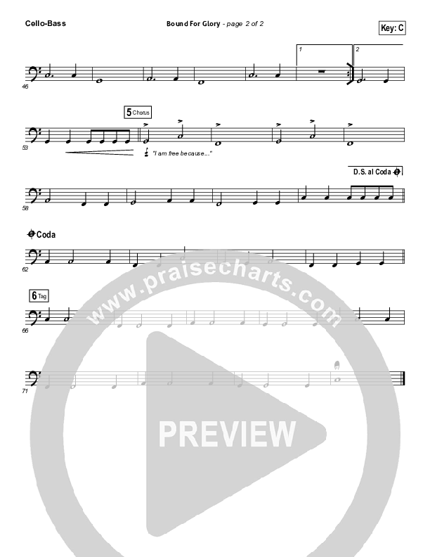 Bound For Glory Cello/Bass (Vertical Worship)