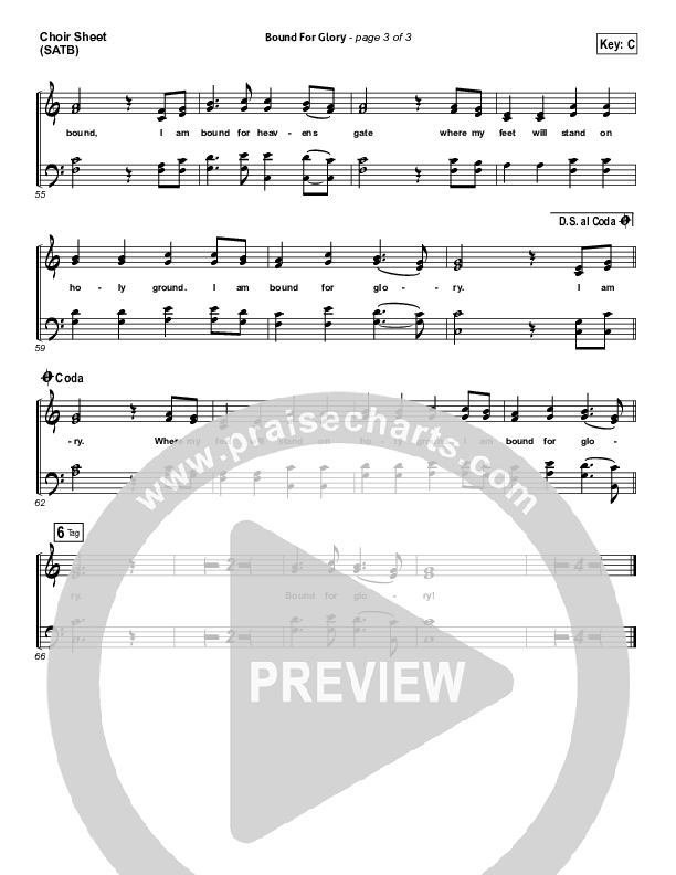 Bound For Glory Choir Sheet (SATB) (Vertical Worship)