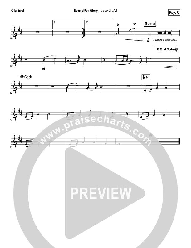 Bound For Glory Clarinet (Vertical Worship)