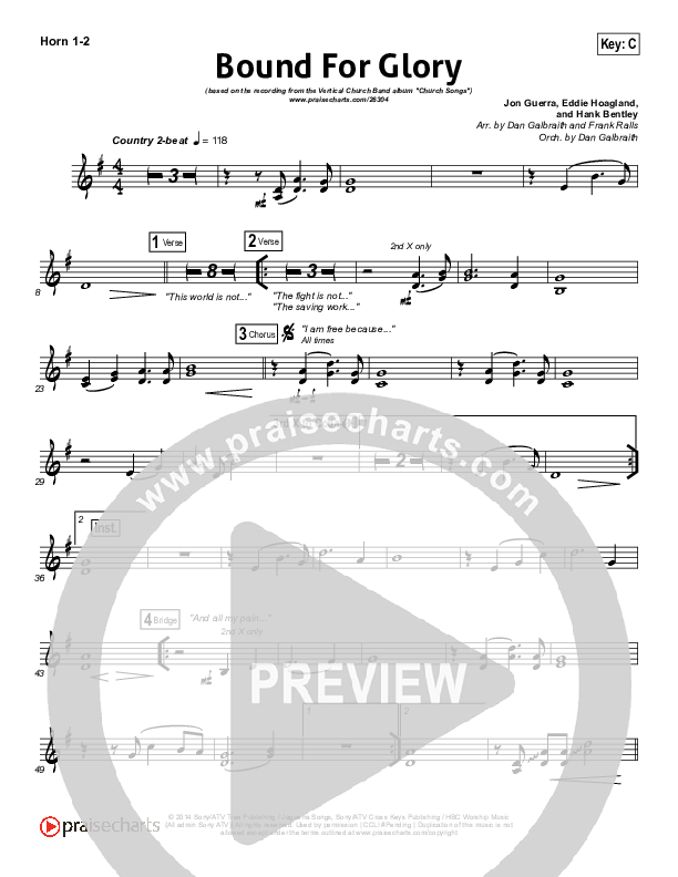 Bound For Glory French Horn 1/2 (Vertical Worship)