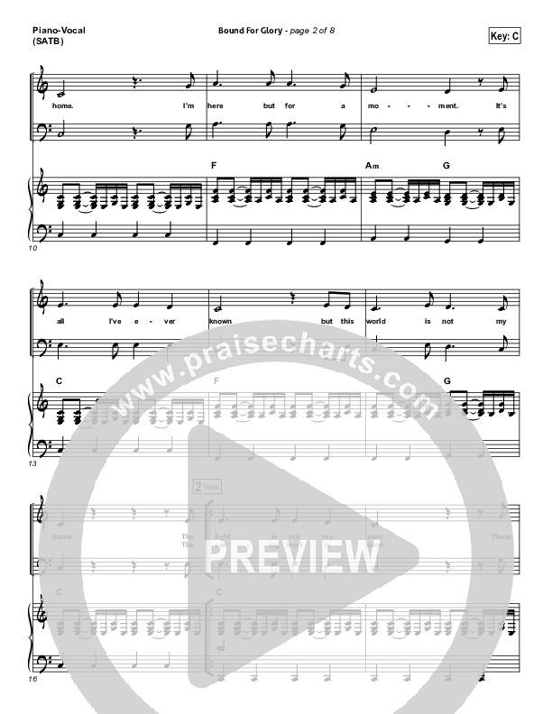 Bound For Glory Piano/Vocal (SATB) (Vertical Worship)