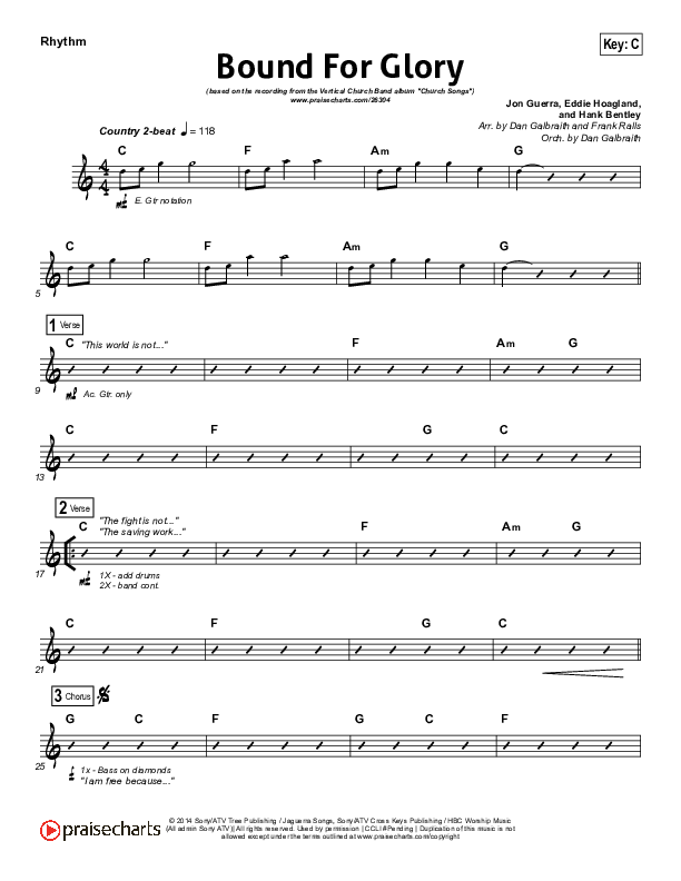 Bound For Glory Rhythm Chart (Vertical Worship)