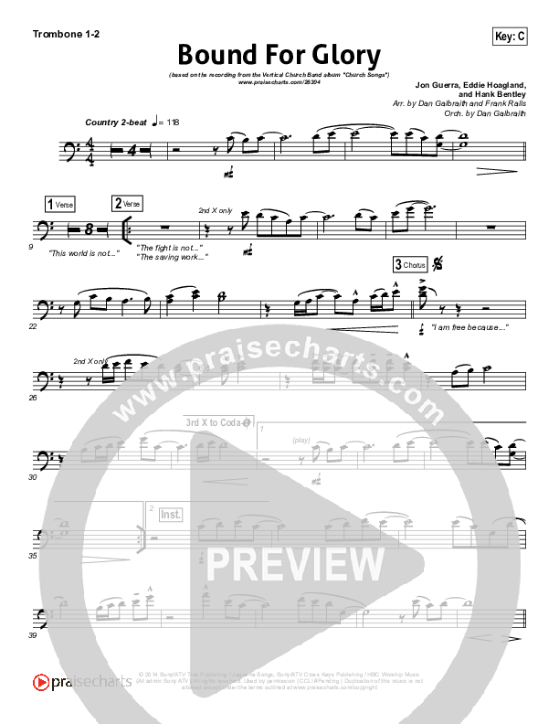 Bound For Glory Trombone 1/2 (Vertical Worship)