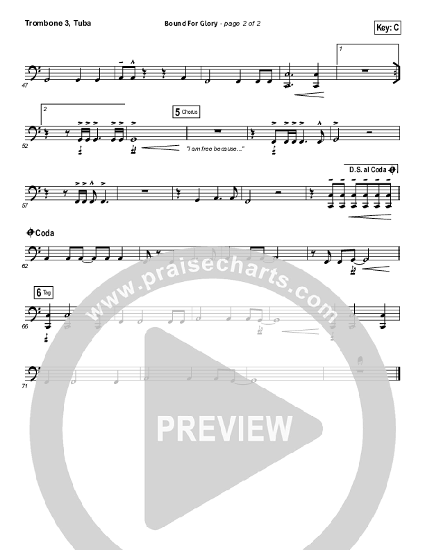 Bound For Glory Trombone 3/Tuba (Vertical Worship)