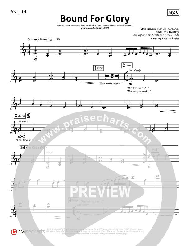 Bound For Glory Violin 1/2 (Vertical Worship)