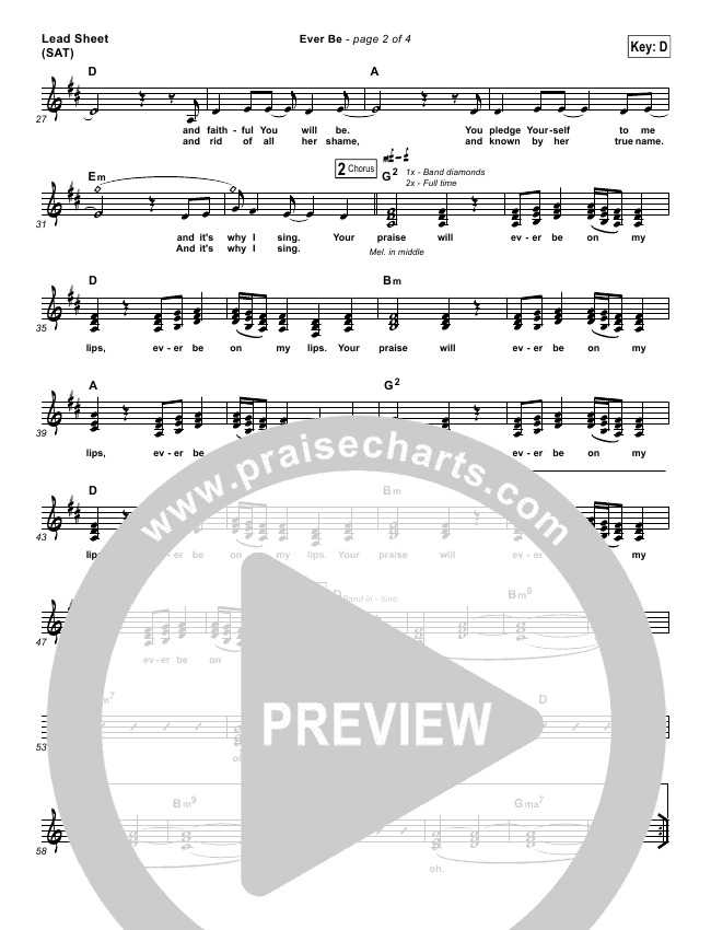 Ever Be Sheet Music PDF (Bethel Music) - PraiseCharts
