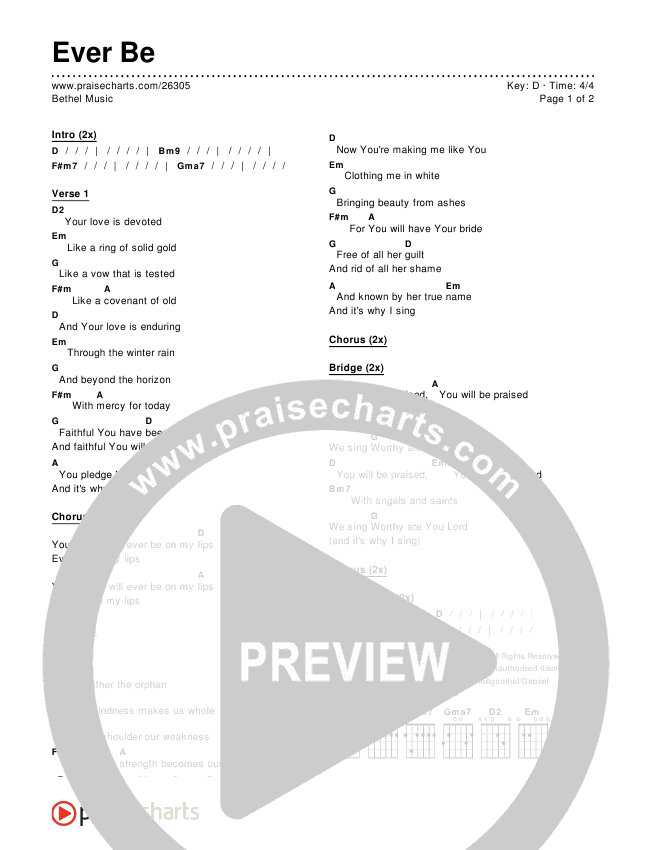Ever Be Chords (Bethel Music) - PraiseCharts
