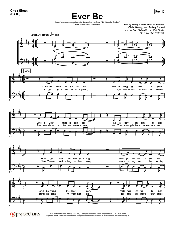 Ever Be Choir Vocals (SATB) (Bethel Music)
