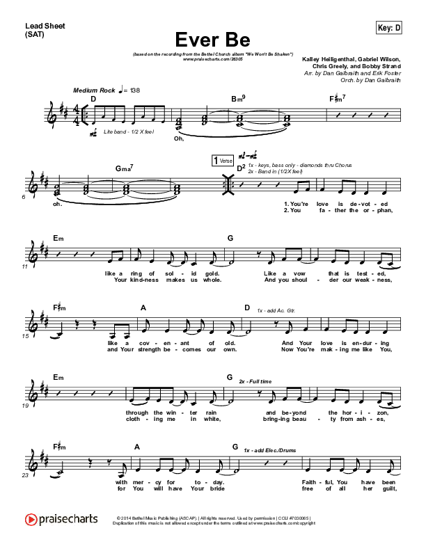 Ever Be Lead Sheet (SAT) (Bethel Music)