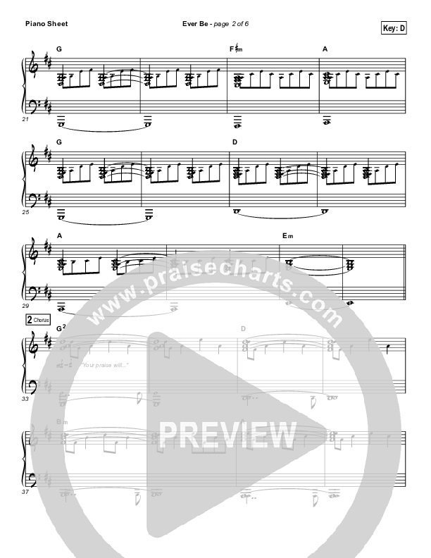 Ever Be Piano Sheet (Bethel Music)
