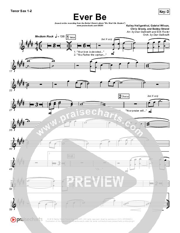 Ever Be Tenor Sax 1/2 (Bethel Music)