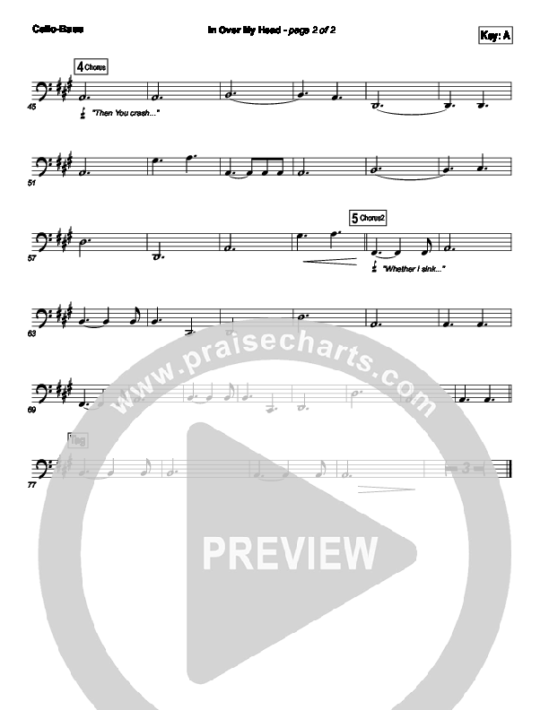 In Over My Head Cello/Bass (Bethel Music)