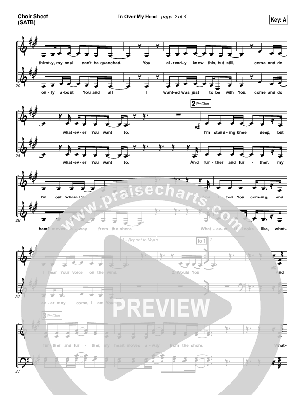 In Over My Head Choir Vocals (SATB) (Bethel Music)