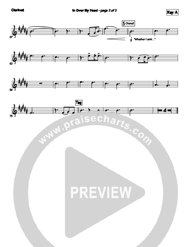 In Over My Head Clarinet (Bethel Music)