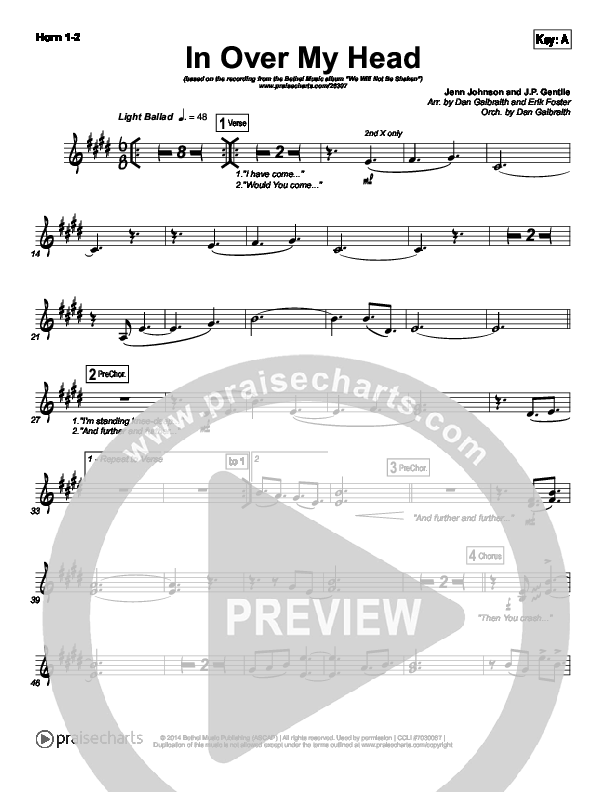 In Over My Head Brass Pack (Bethel Music)