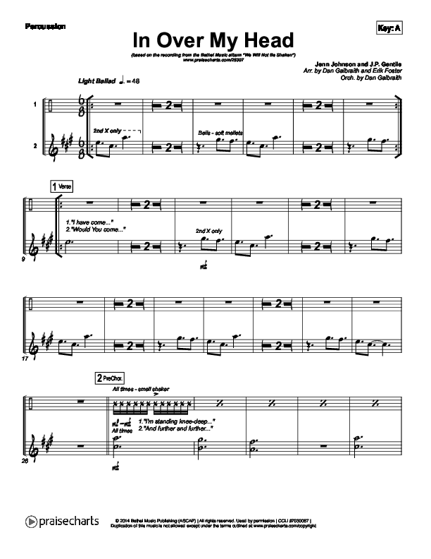In Over My Head Percussion (Bethel Music)