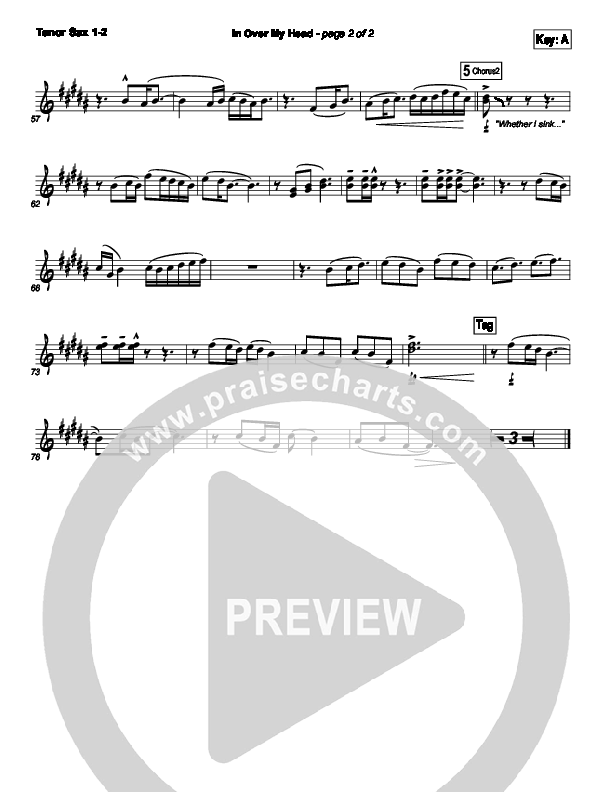 In Over My Head Tenor Sax 1/2 (Bethel Music)