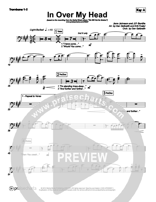 In Over My Head Trombone 1/2 (Bethel Music)