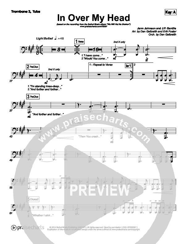 In Over My Head Trombone 3/Tuba (Bethel Music)