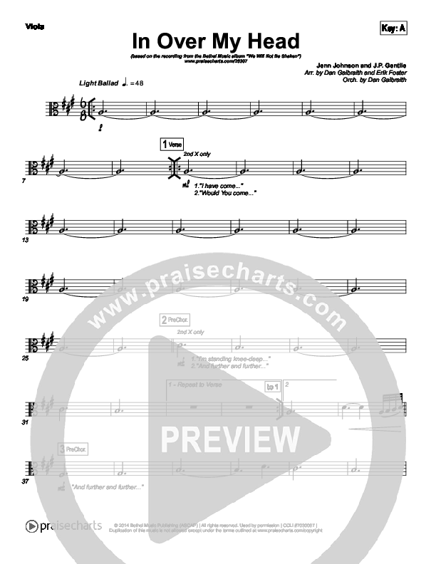 In Over My Head Viola (Bethel Music)