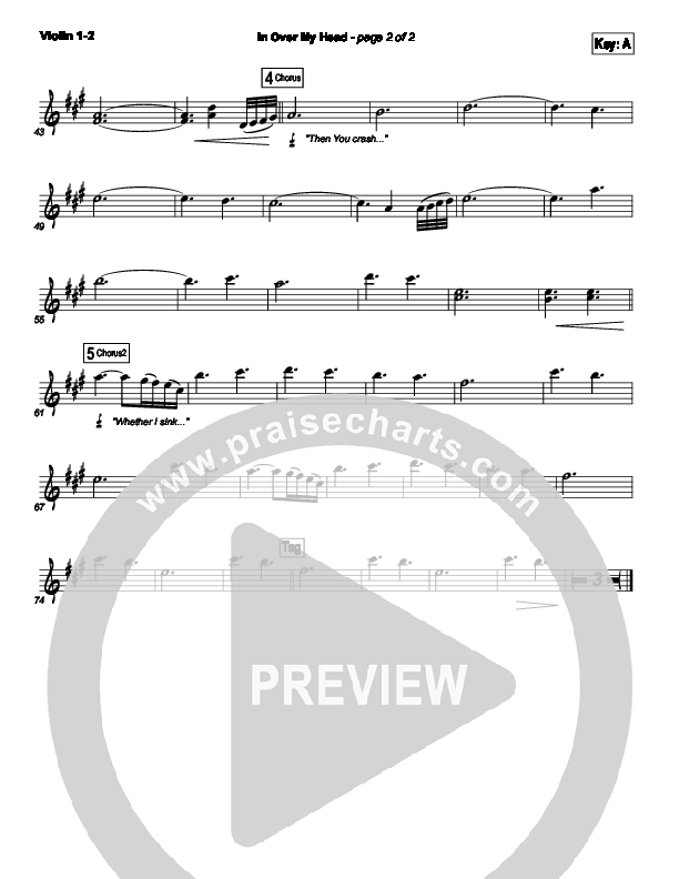 In Over My Head Violin 1/2 (Bethel Music)