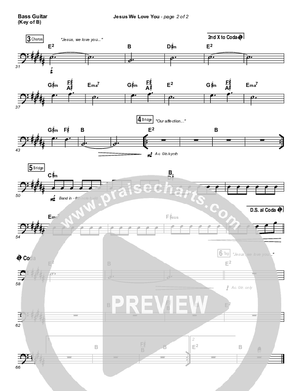 Jesus We Love You Bass Guitar (Bethel Music)