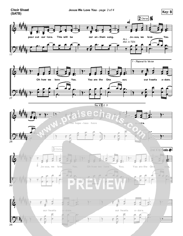 Jesus We Love You Choir Sheet (SATB) (Bethel Music)