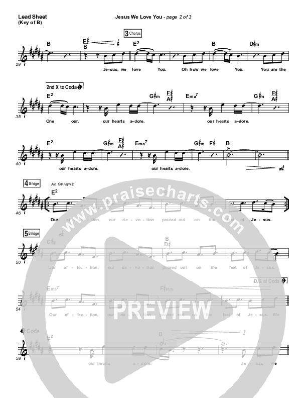 Jesus We Love You Lead Sheet (Melody) (Bethel Music)