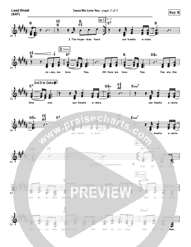 Jesus We Love You Lead Sheet (SAT) (Bethel Music)