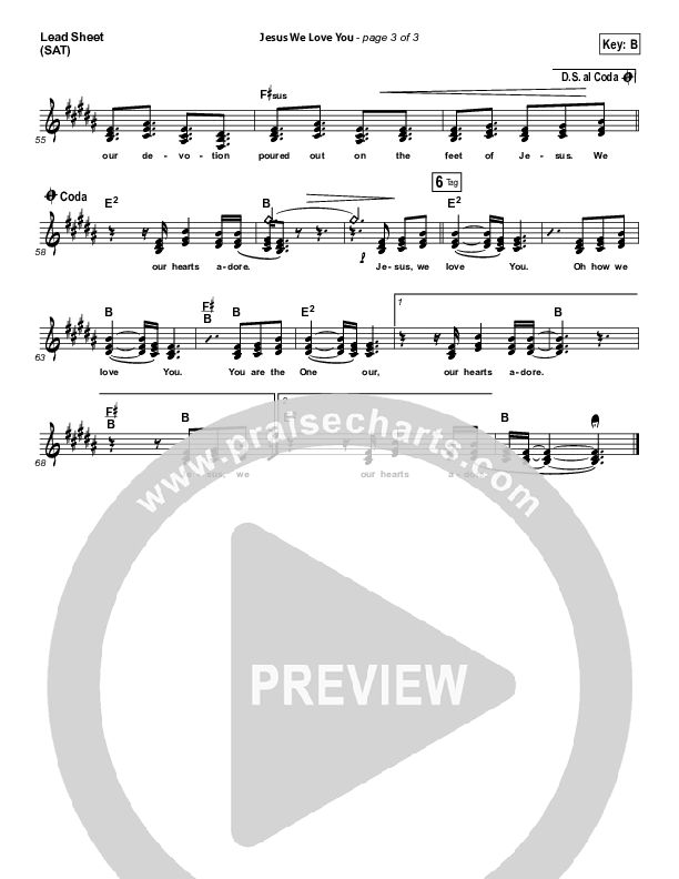 Jesus We Love You Lead Sheet (SAT) (Bethel Music)