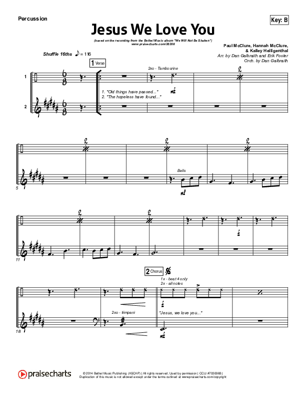 Jesus We Love You Percussion (Bethel Music)