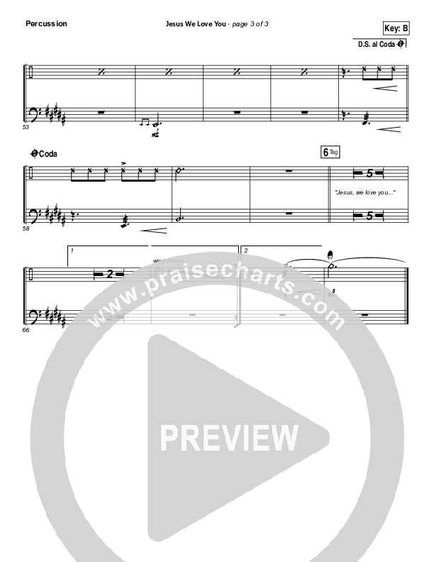 Jesus We Love You Percussion (Bethel Music)