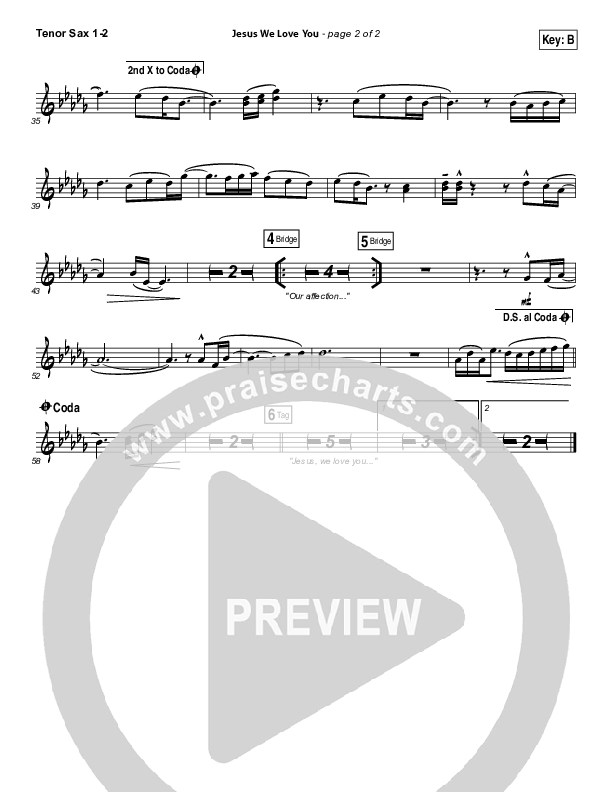 Jesus We Love You Tenor Sax 1/2 (Bethel Music)